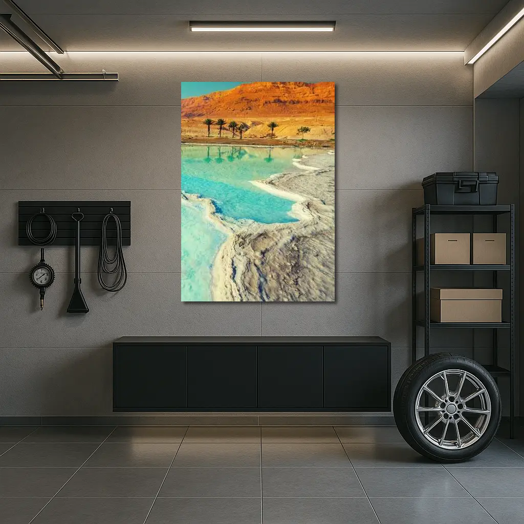 Dead Sea Salt Shores Desert Palms Israel – Wall Art