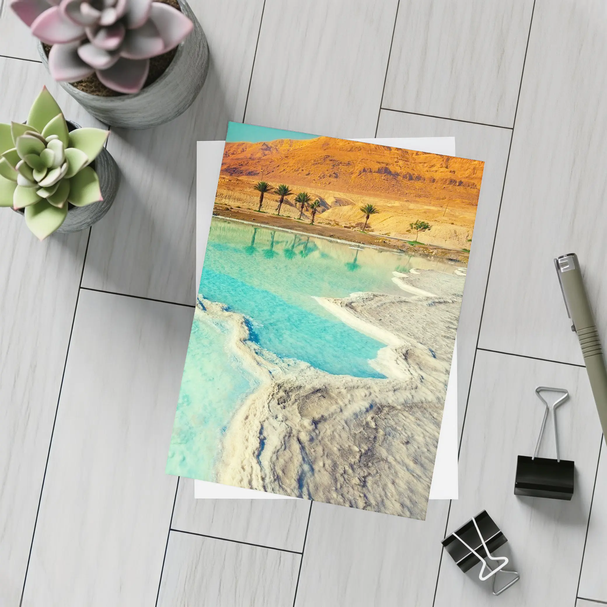Dead Sea Salt Shores Desert Palms Israel – Postcards