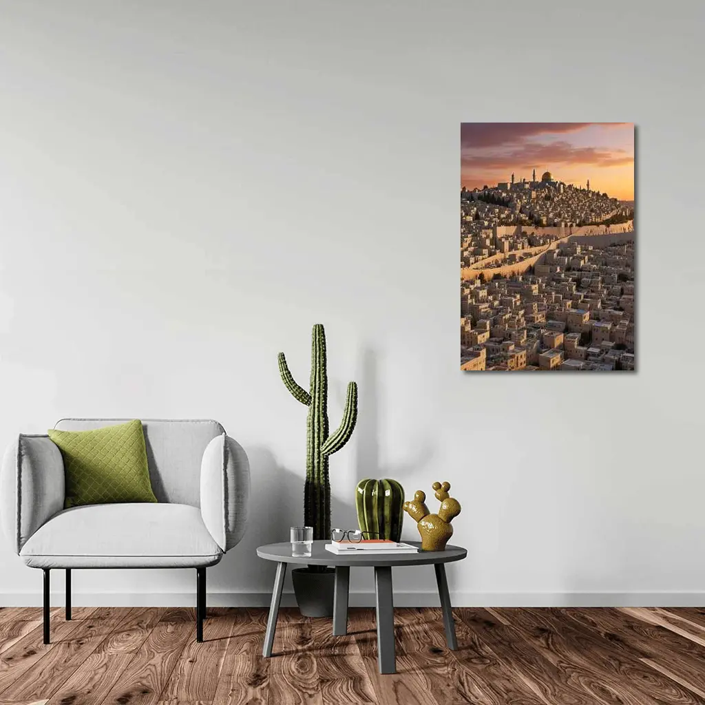 Jerusalem Old City Golden Sunset Aerial View – Wall Art