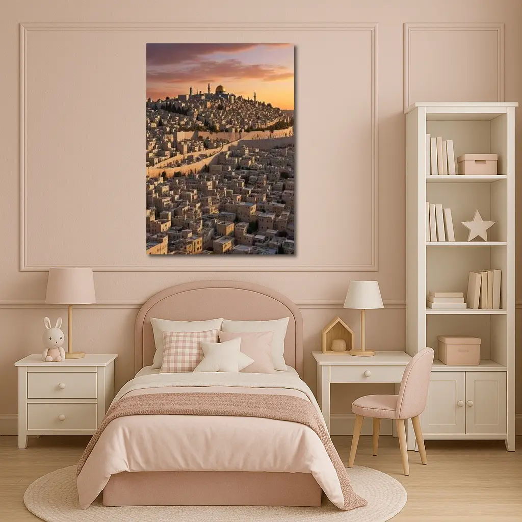 Jerusalem Old City Golden Sunset Aerial View – Wall Art