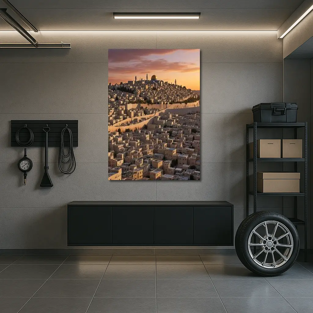 Jerusalem Old City Golden Sunset Aerial View – Wall Art