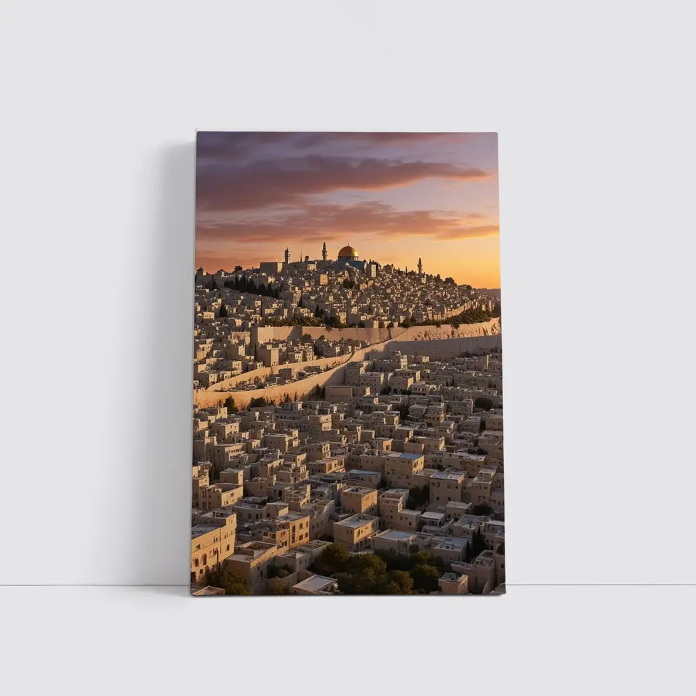 Jerusalem Old City Golden Sunset Aerial View – Wall Art