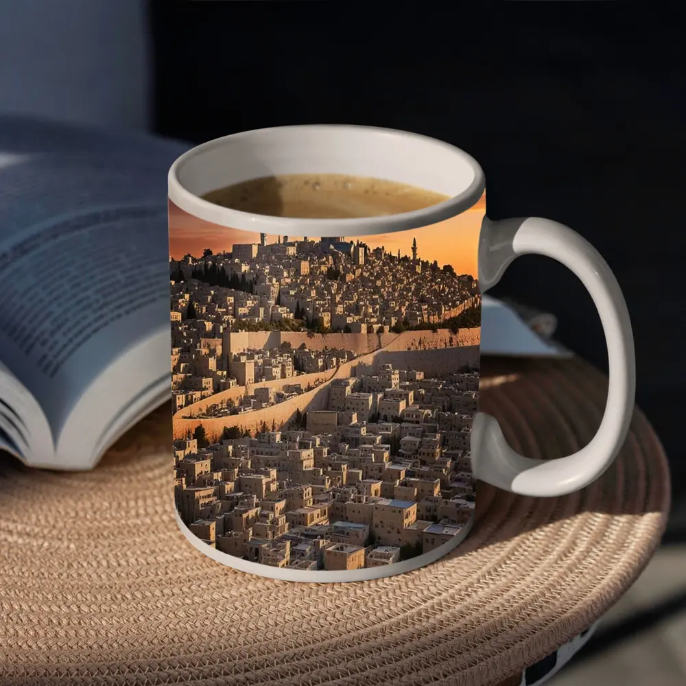 Jerusalem Old City Golden Sunset Aerial View – Mugs