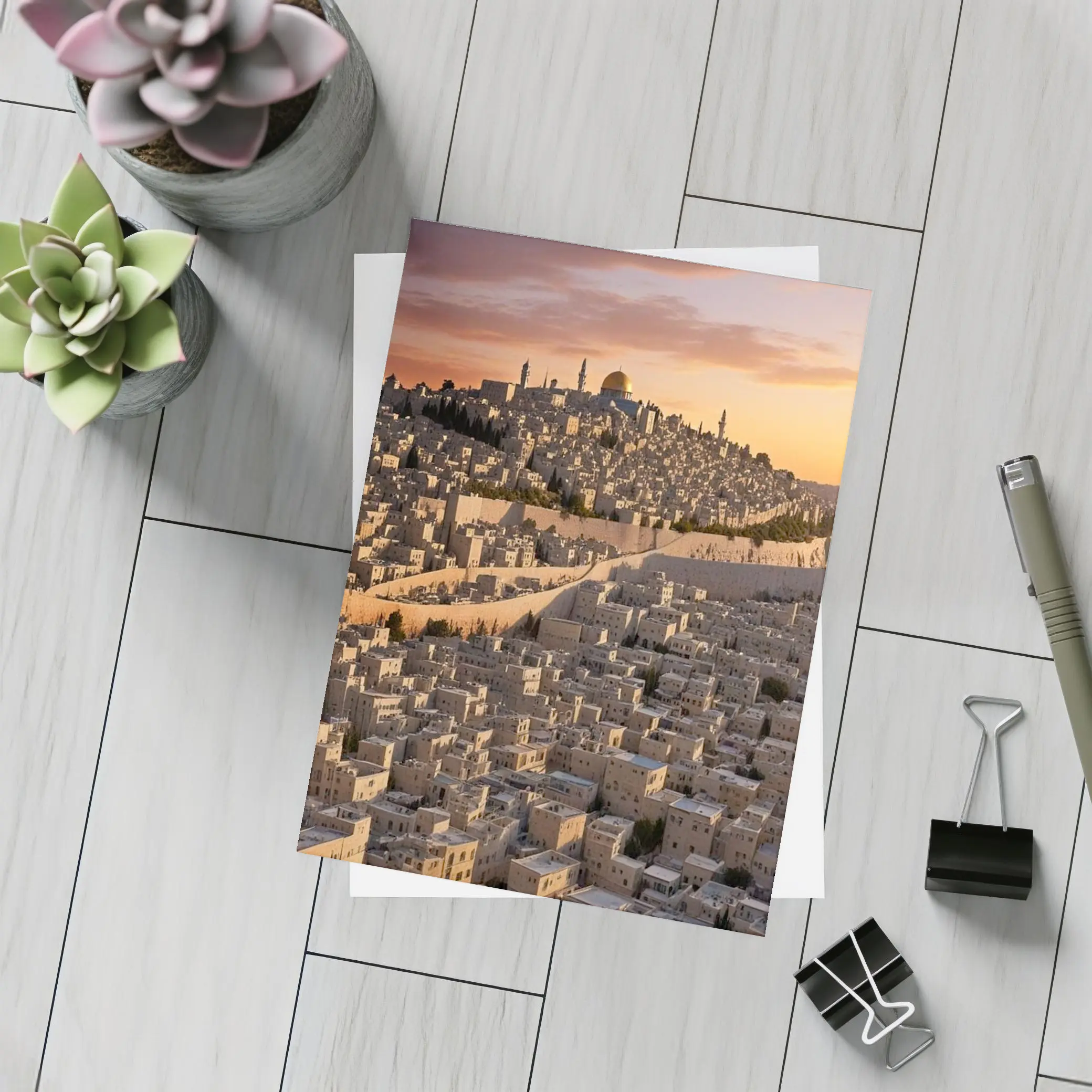 Jerusalem Old City Golden Sunset Aerial View – Postcards