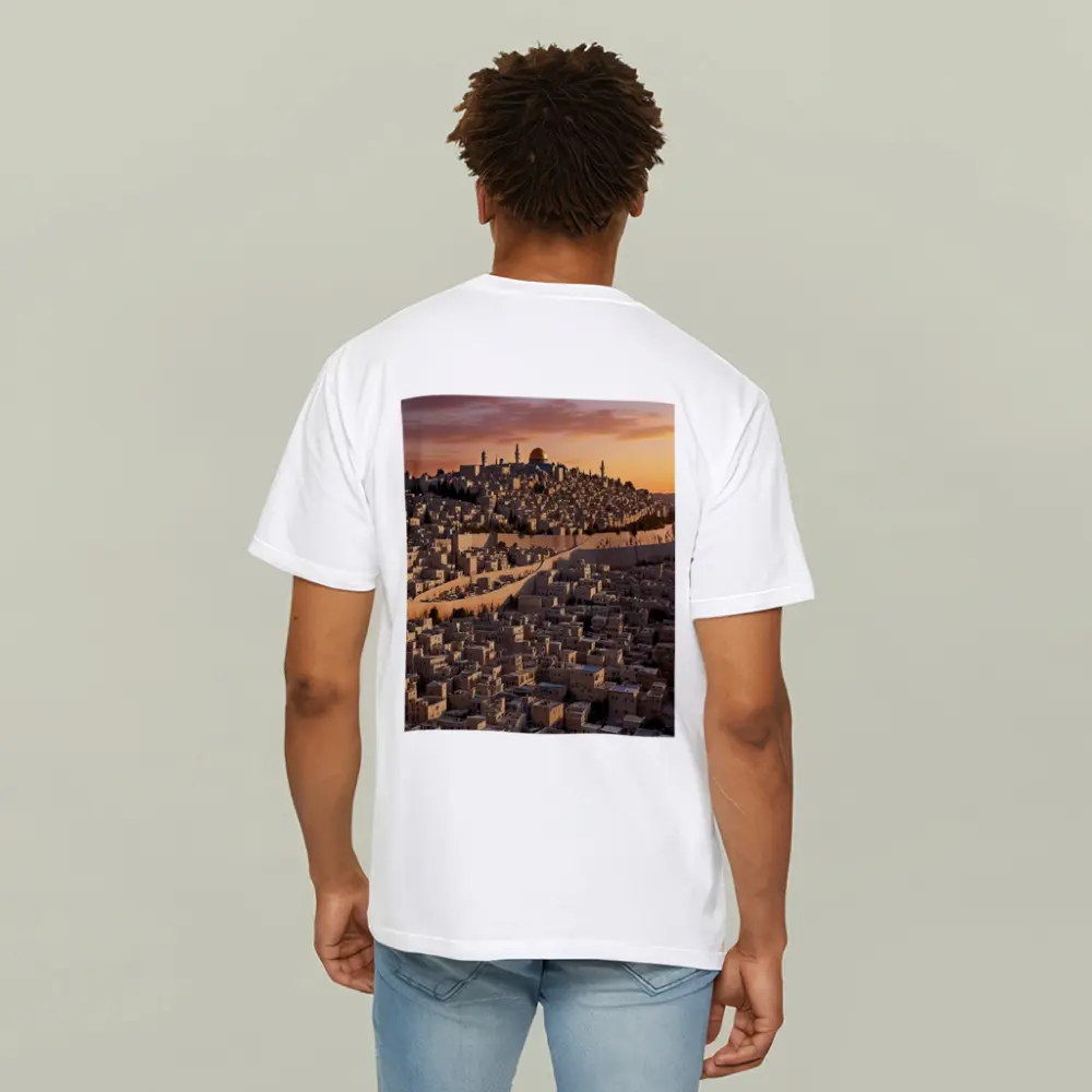 Jerusalem Old City Golden Sunset Aerial View – T-Shirts