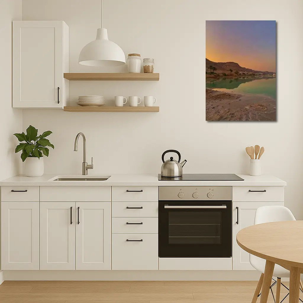 Dead Sea Sunset Orange Sky Desert Landscape – Wall Art