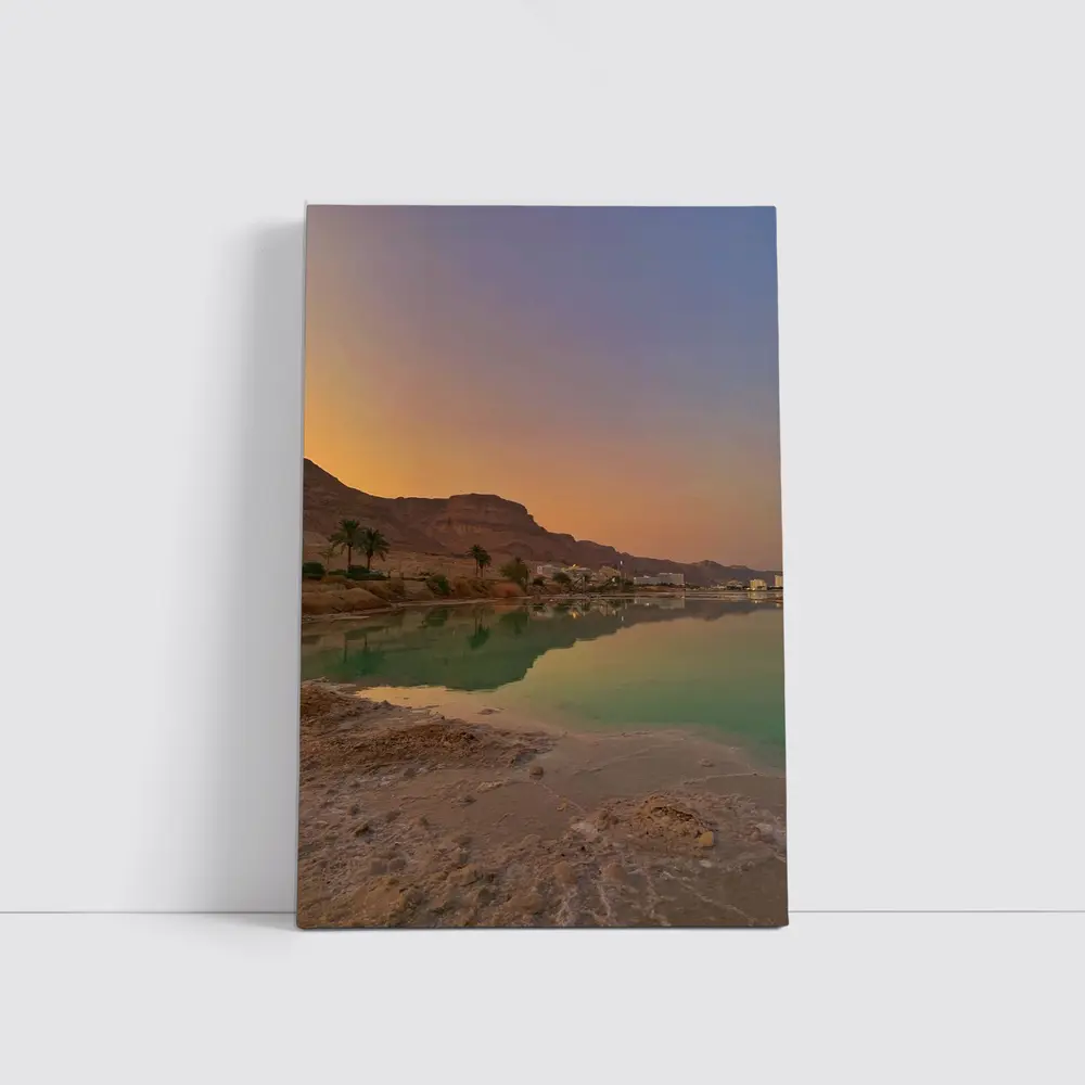 Dead Sea Sunset Orange Sky Desert Landscape – Wall Art