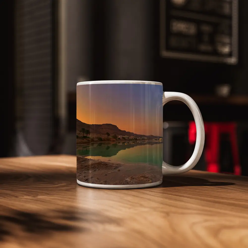 Dead Sea Sunset Orange Sky Desert Landscape – Mugs