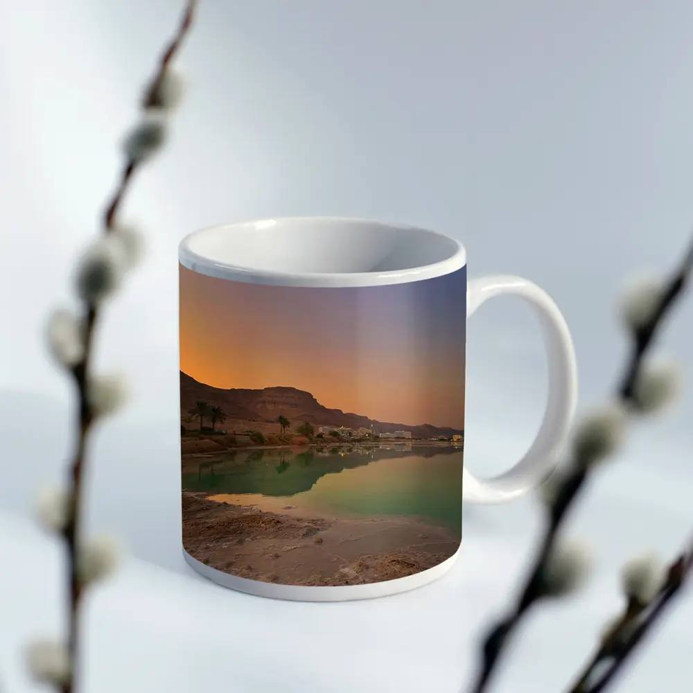 Dead Sea Sunset Orange Sky Desert Landscape – Mugs