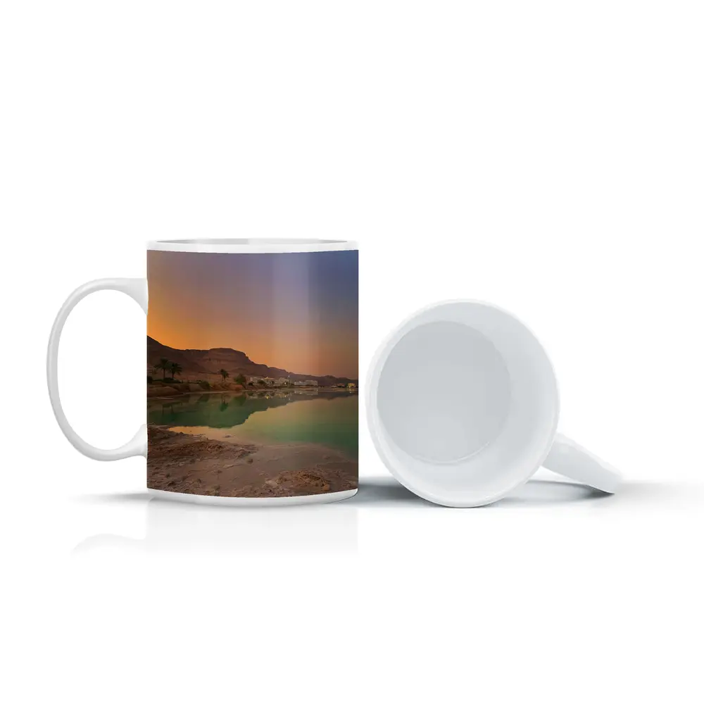 Dead Sea Sunset Orange Sky Desert Landscape – Mugs