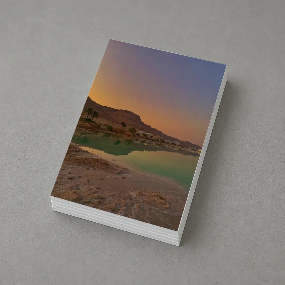 Dead Sea Sunset Orange Sky Desert Landscape – Postcards