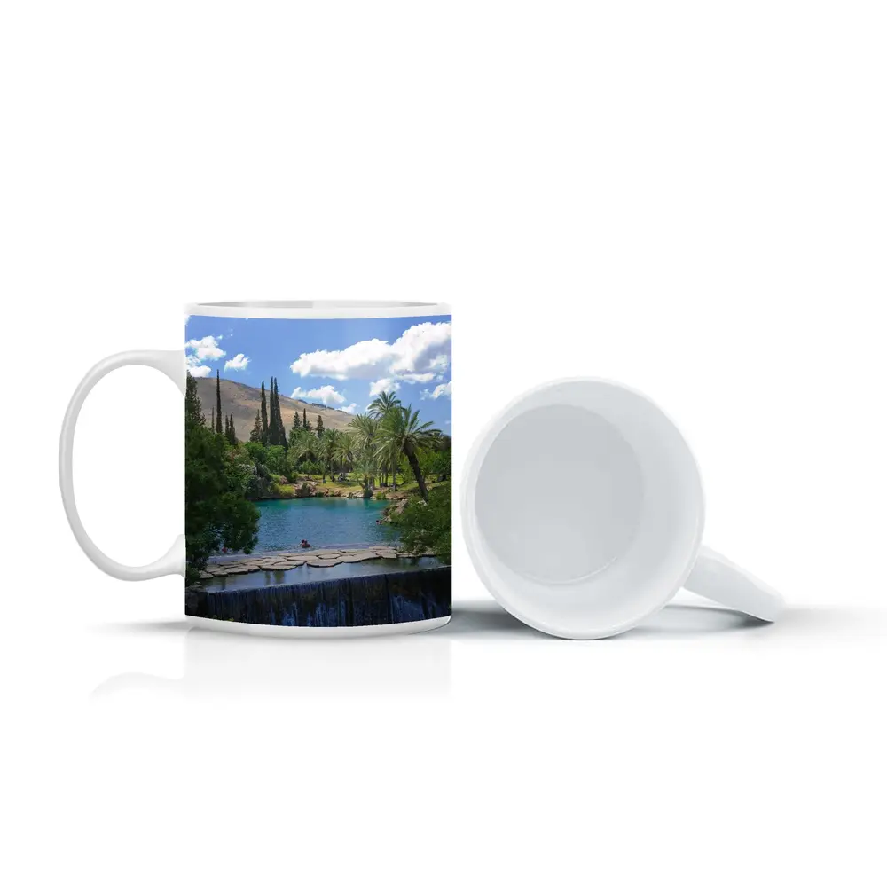 Tropical Pool Waterfall Green Palm Trees – Mugs
