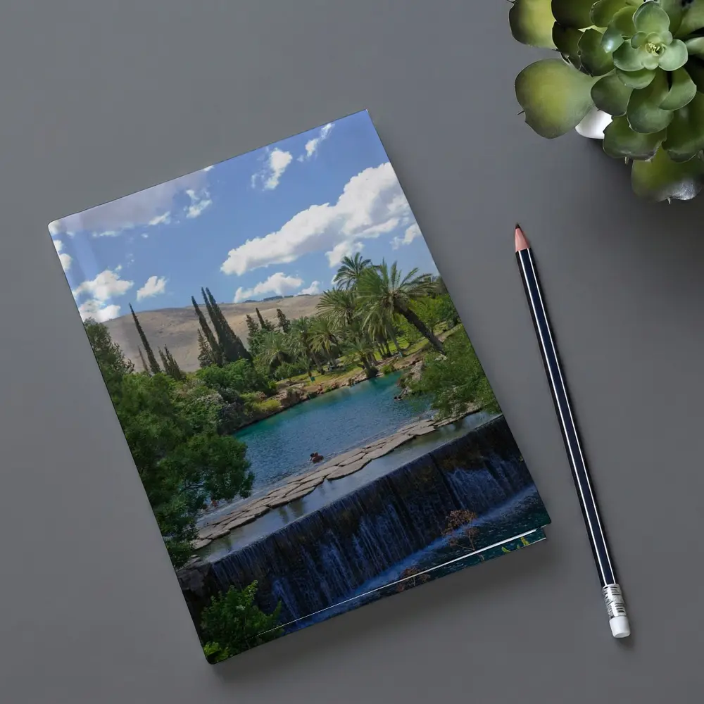 Tropical Pool Waterfall Green Palm Trees – Notebooks