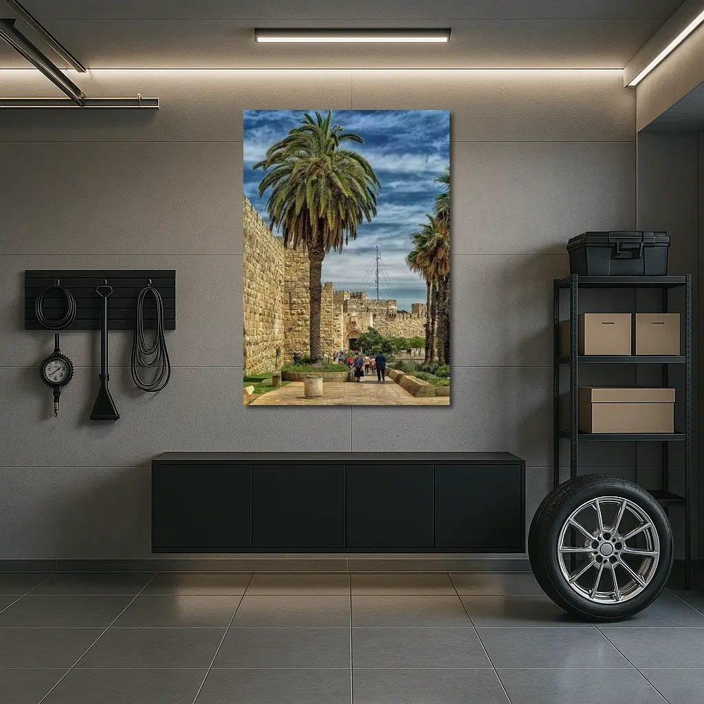 Jerusalem Old City Walls Palm Trees – Wall Art