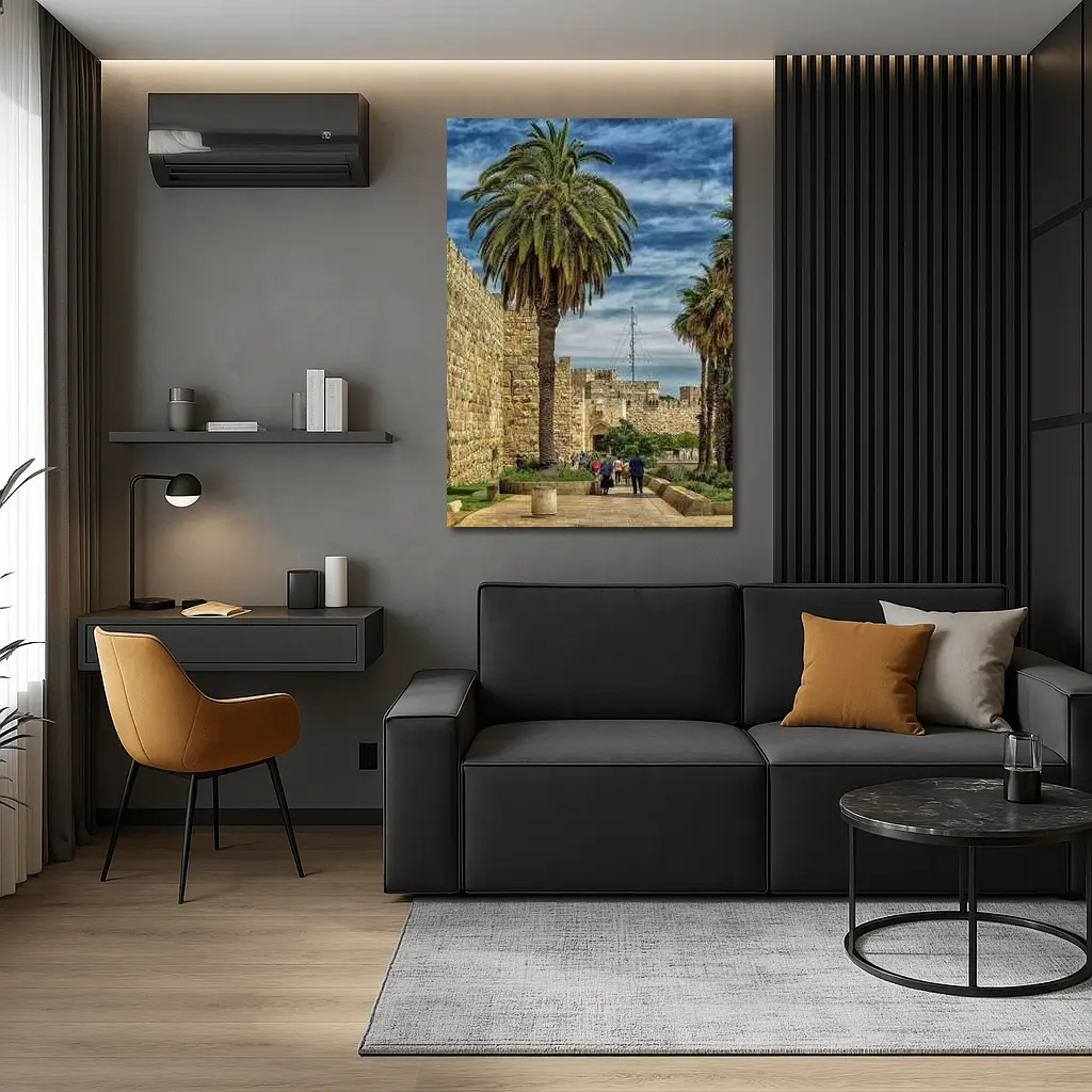 Jerusalem Old City Walls Palm Trees – Wall Art