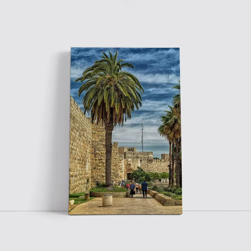 Jerusalem Old City Walls Palm Trees – Wall Art