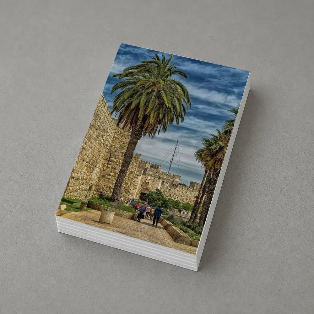 Jerusalem Old City Walls Palm Trees – Postcards