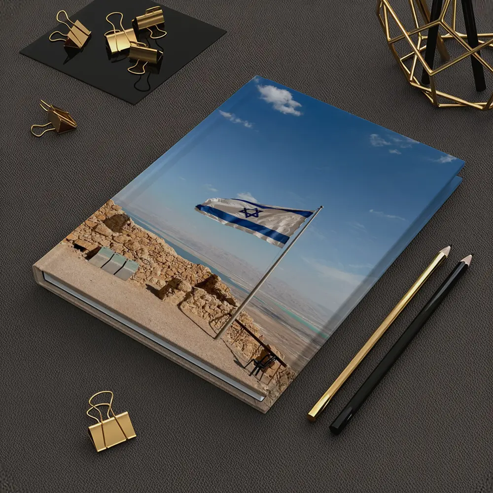 Israel Flag Flying Over Masada Desert – Notebooks