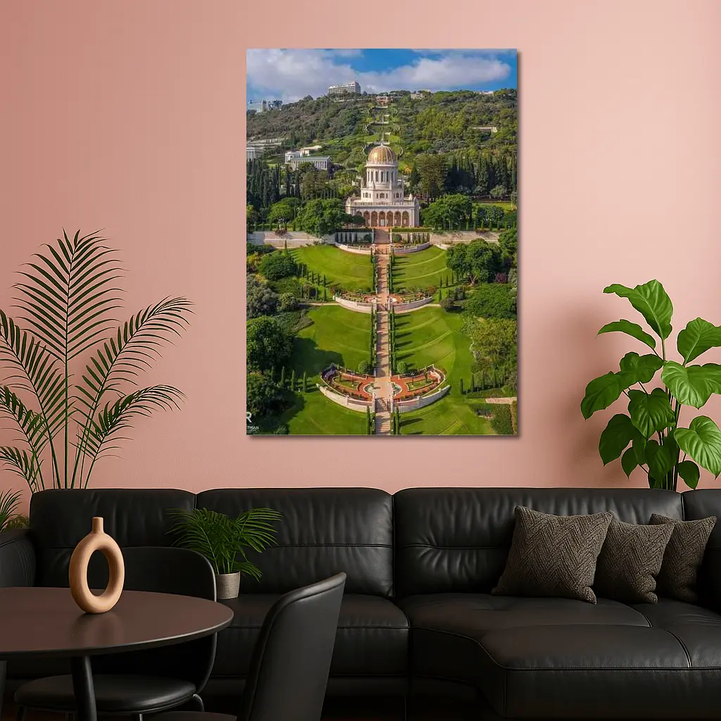 Bahai Gardens Shrine Haifa Israel Aerial View – Wall Art