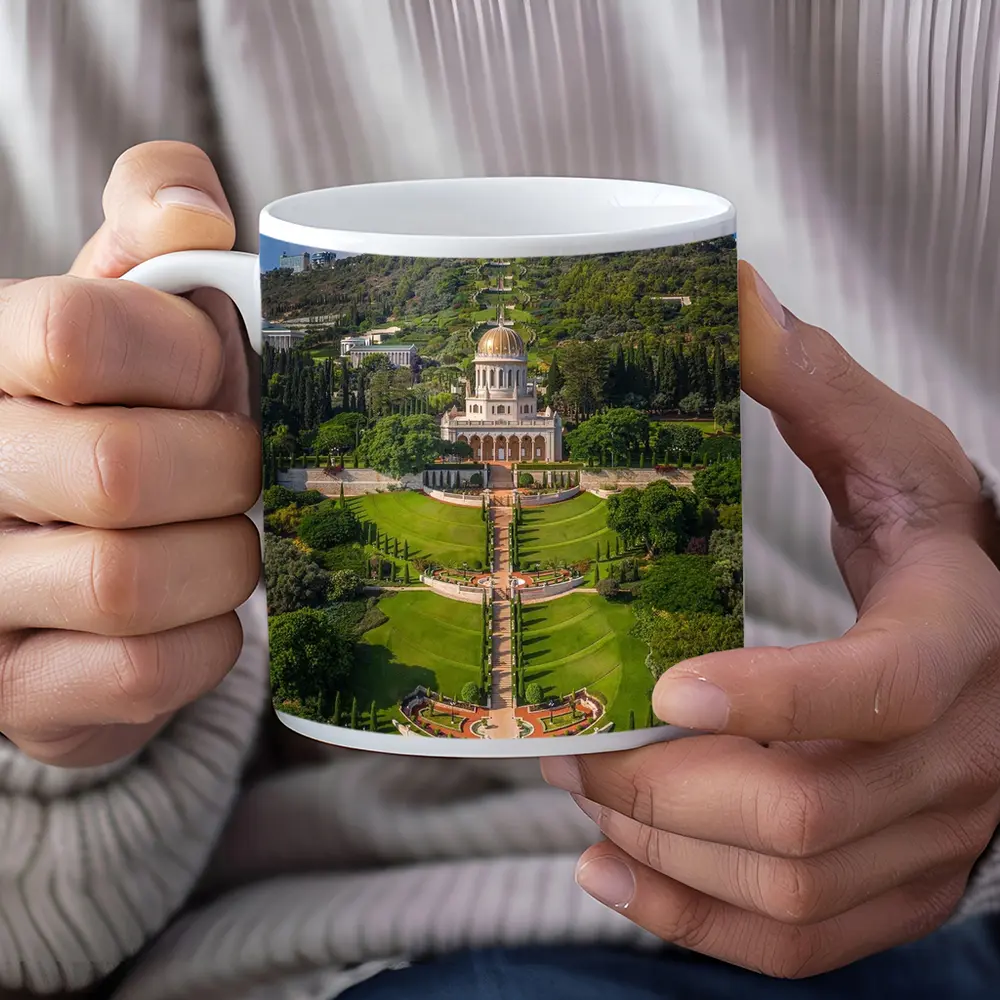 Bahai Gardens Shrine Haifa Israel Aerial View – Mugs