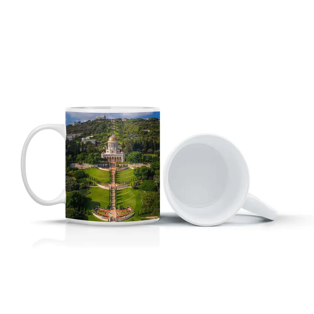 Bahai Gardens Shrine Haifa Israel Aerial View – Mugs