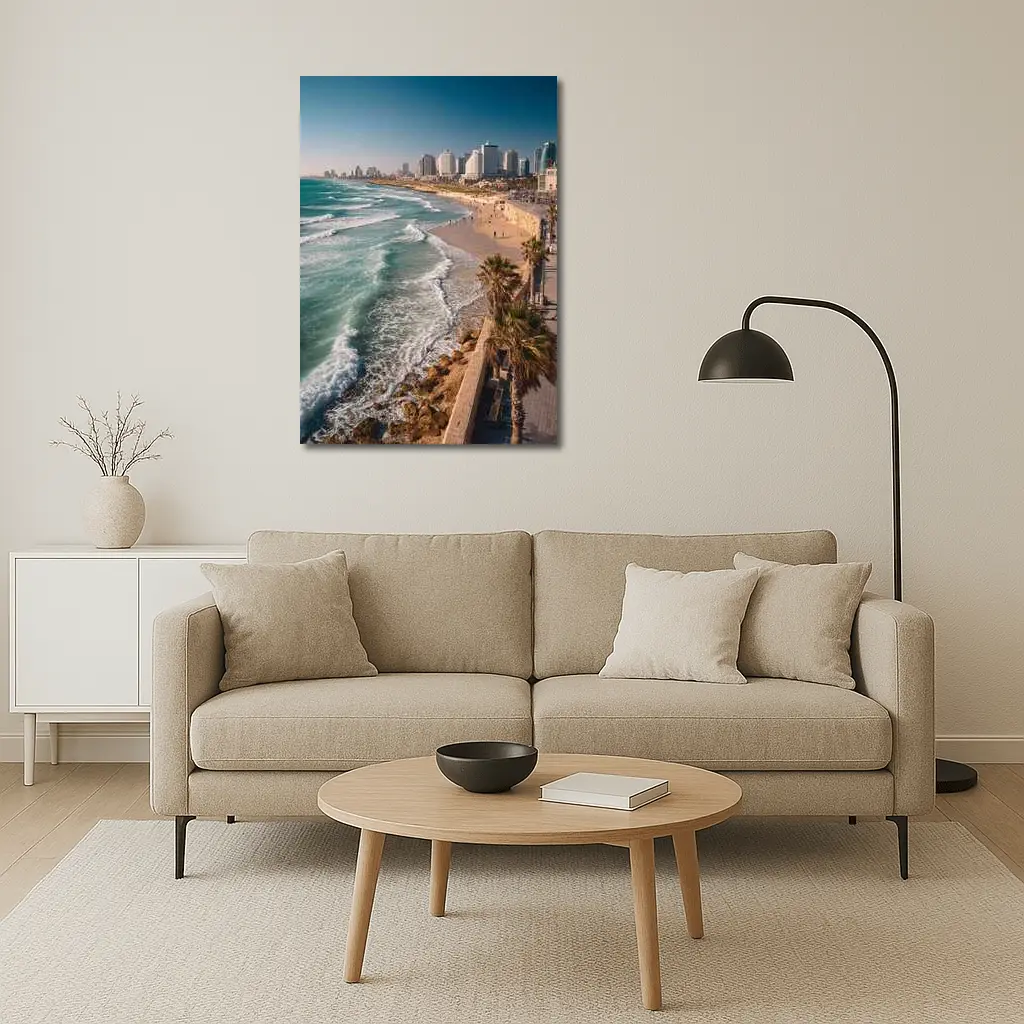 Tel Aviv Coastline Beach Skyline Aerial View – Wall Art