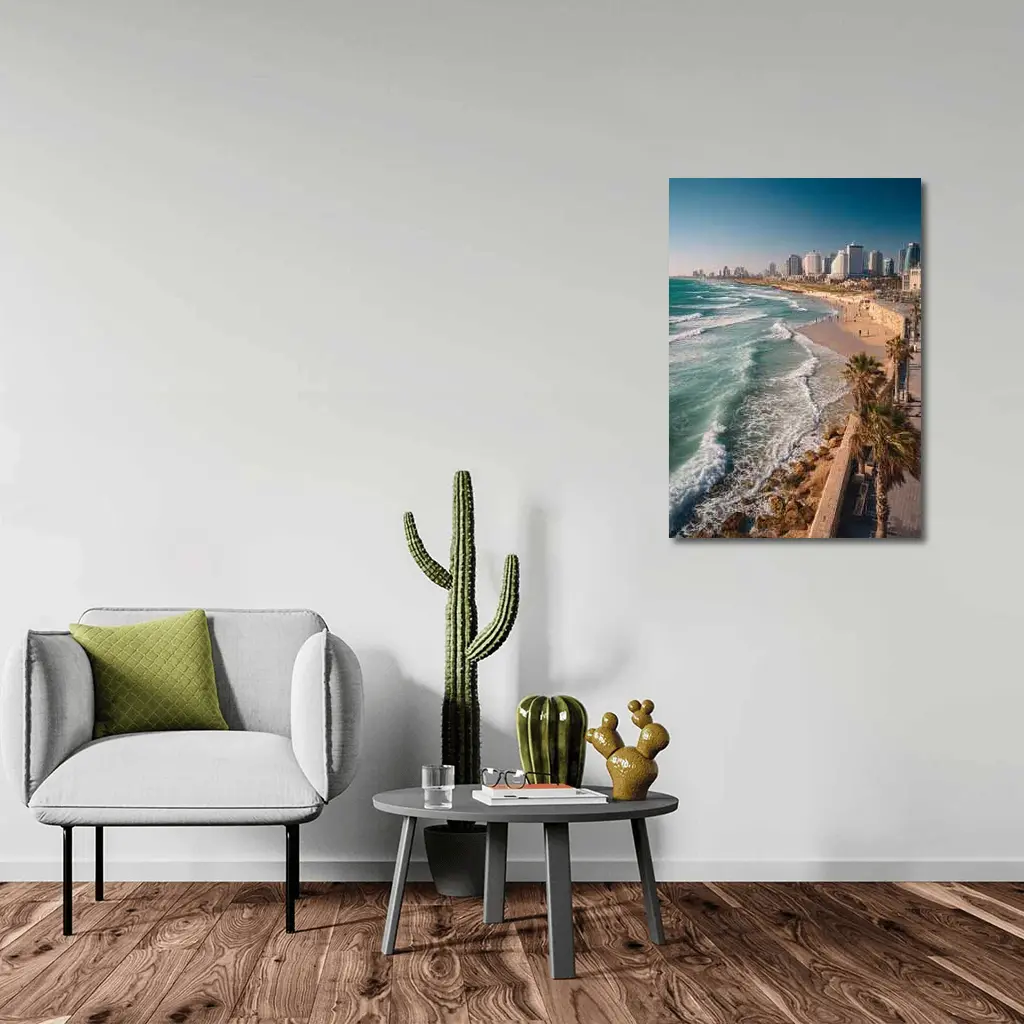 Tel Aviv Coastline Beach Skyline Aerial View – Wall Art