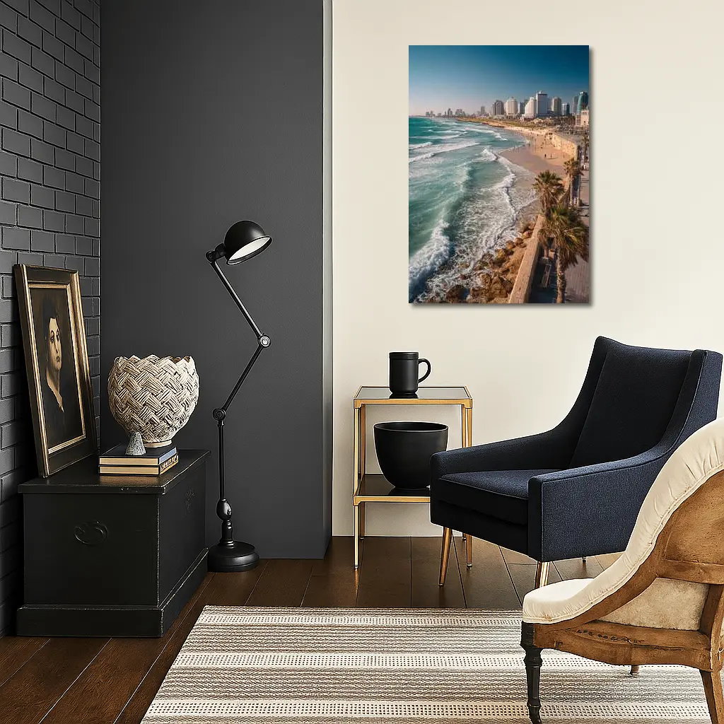 Tel Aviv Coastline Beach Skyline Aerial View – Wall Art