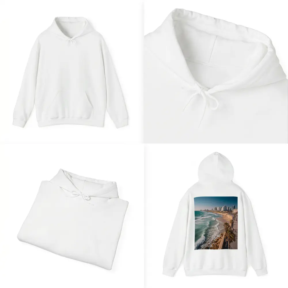 Tel Aviv Coastline Beach Skyline Aerial View – Hoodies