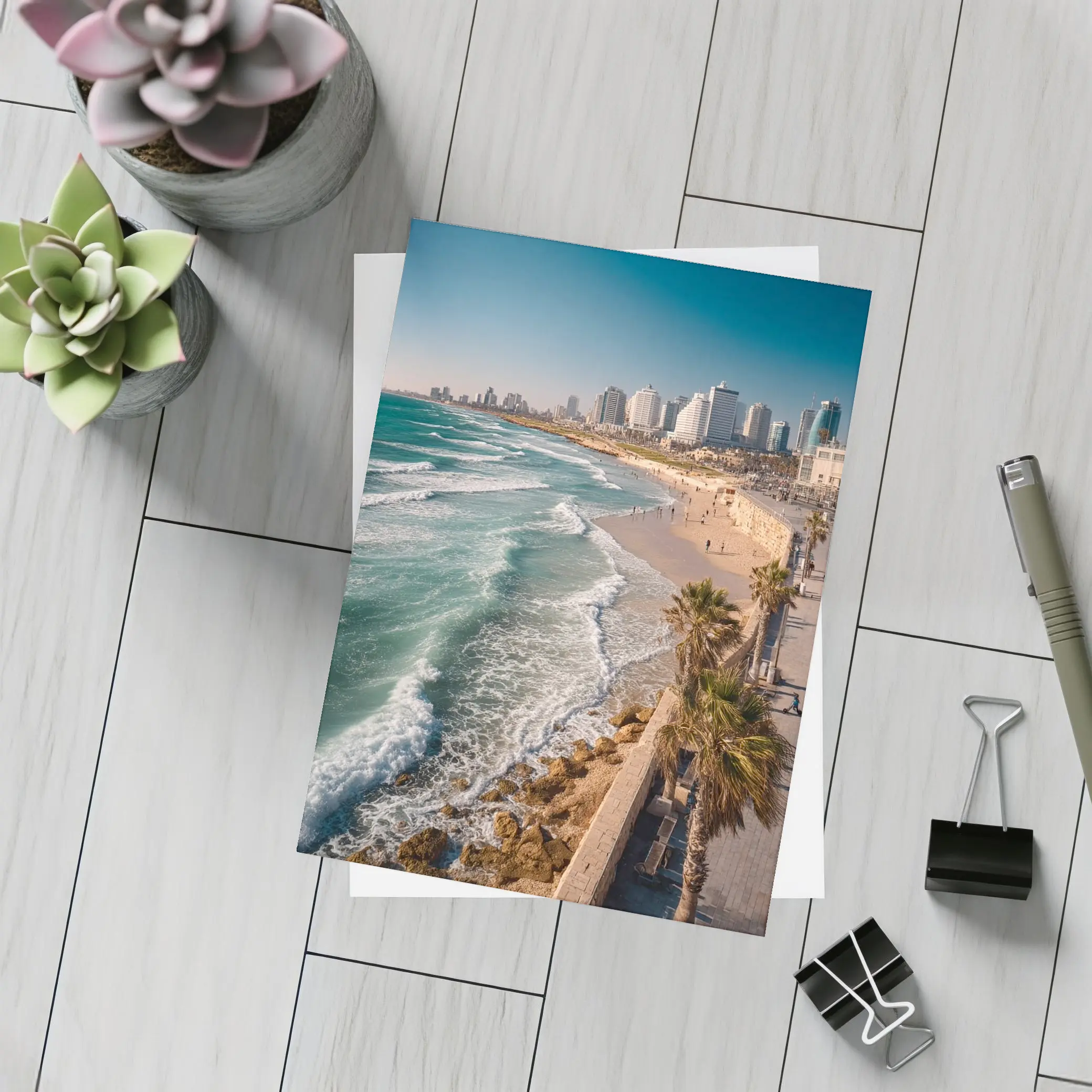 Tel Aviv Coastline Beach Skyline Aerial View – Postcards