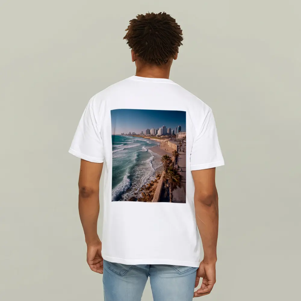 Tel Aviv Coastline Beach Skyline Aerial View – T-Shirts
