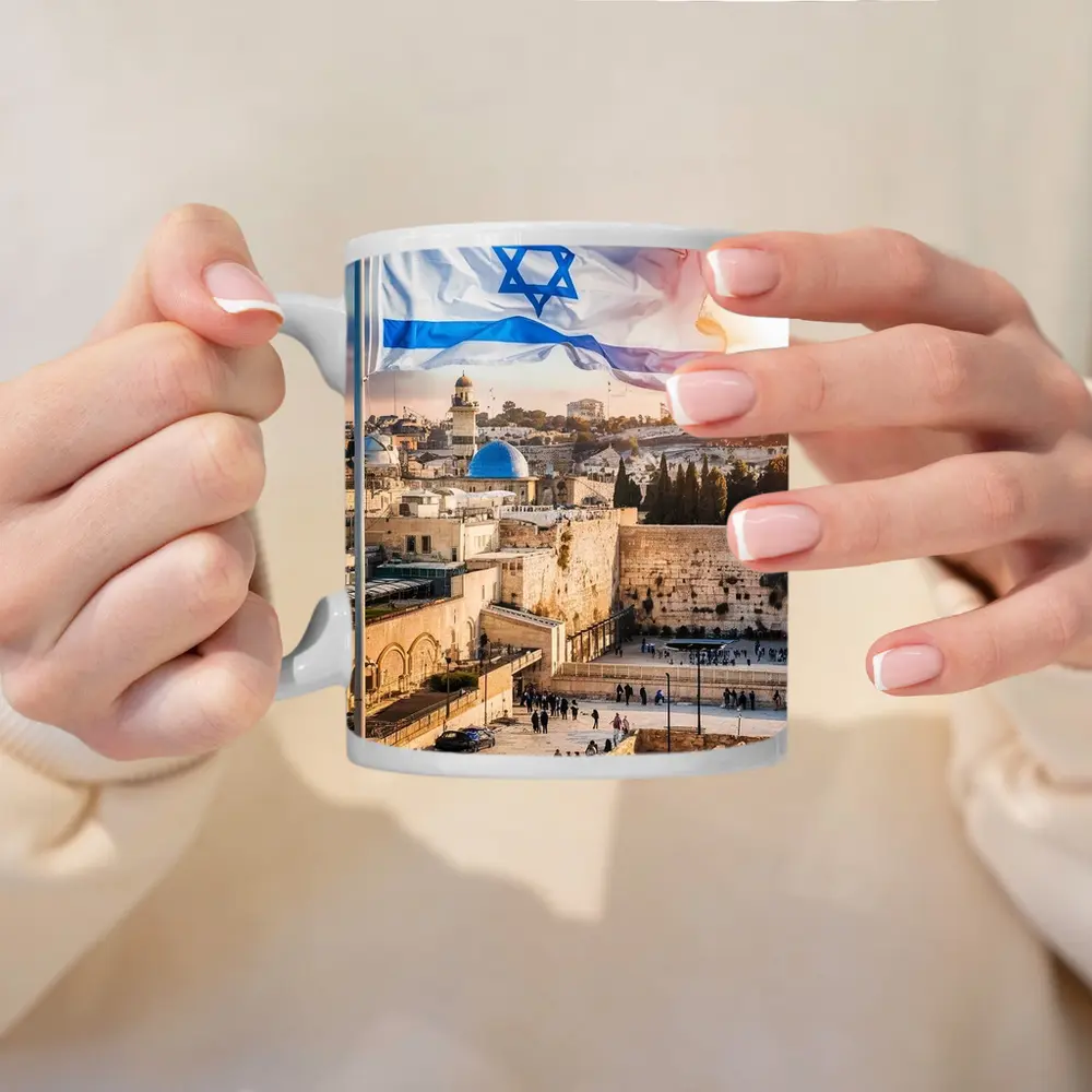 Israel Flag Western Wall Jerusalem Skyline – Mugs