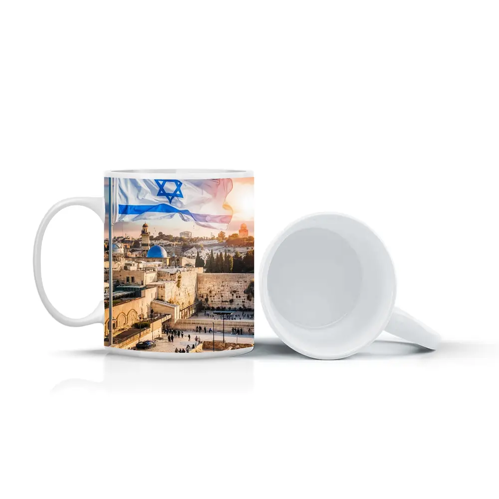 Israel Flag Western Wall Jerusalem Skyline – Mugs