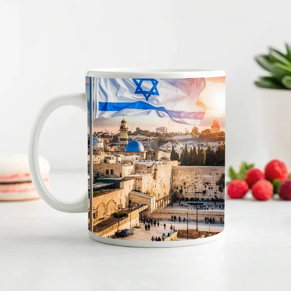 Israel Flag Western Wall Jerusalem Skyline – Mugs
