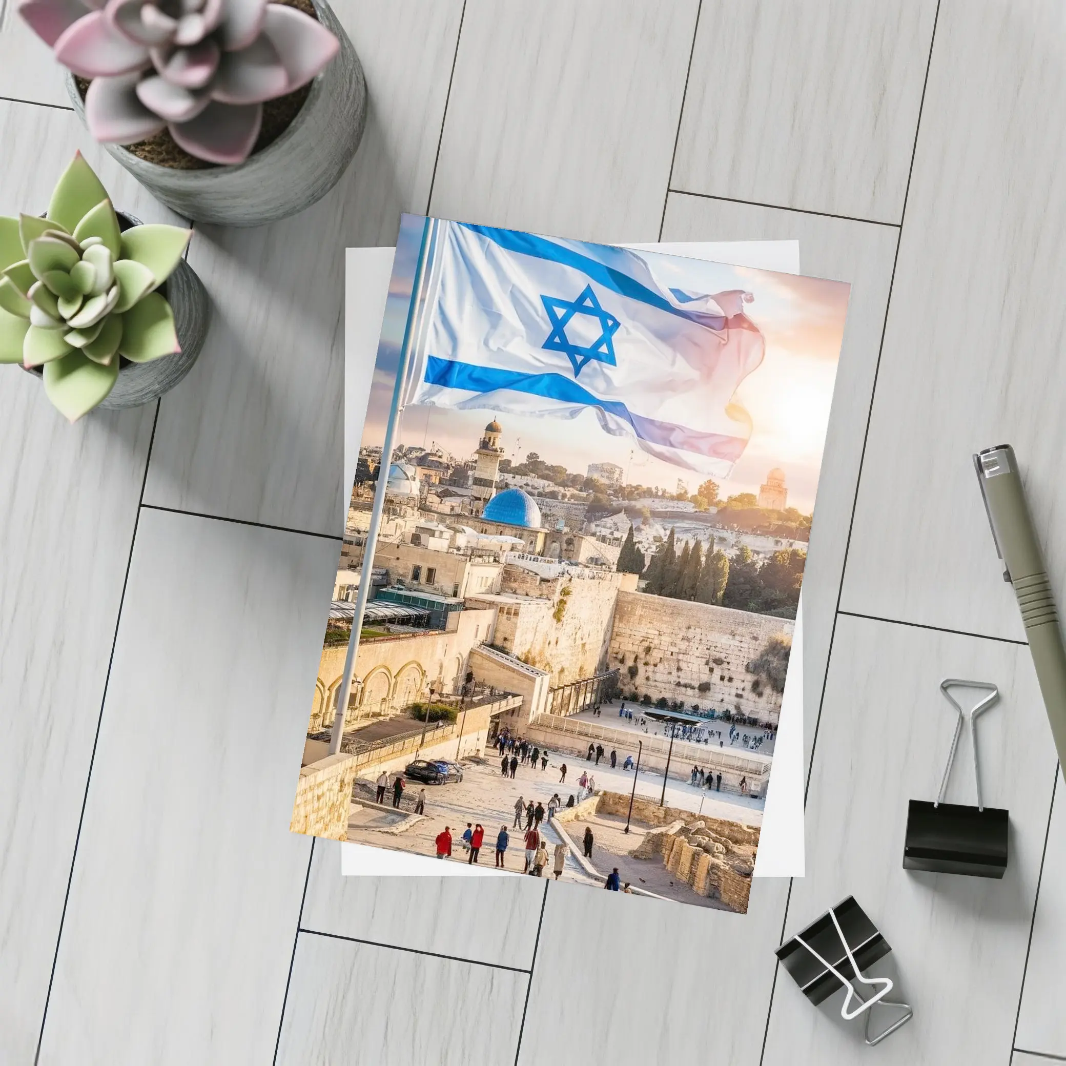 Israel Flag Western Wall Jerusalem Skyline – Postcards