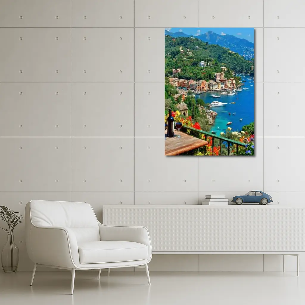 Portofino Italy Harbor Colorful Coastal Village View – Wall Art
