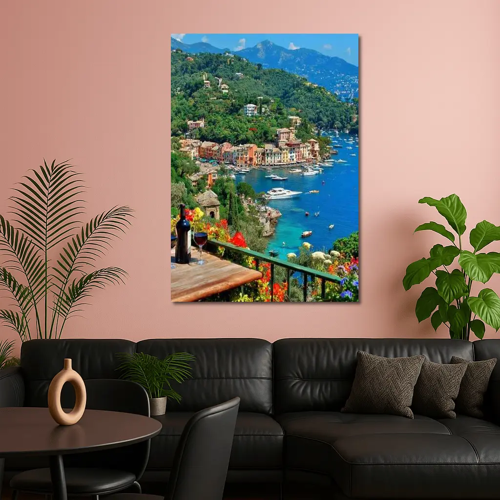 Portofino Italy Harbor Colorful Coastal Village View – Wall Art
