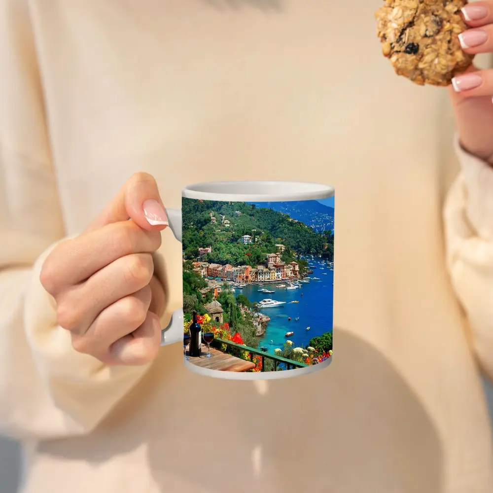 Portofino Italy Harbor Colorful Coastal Village View – Mugs
