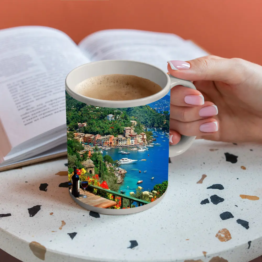 Portofino Italy Harbor Colorful Coastal Village View – Mugs