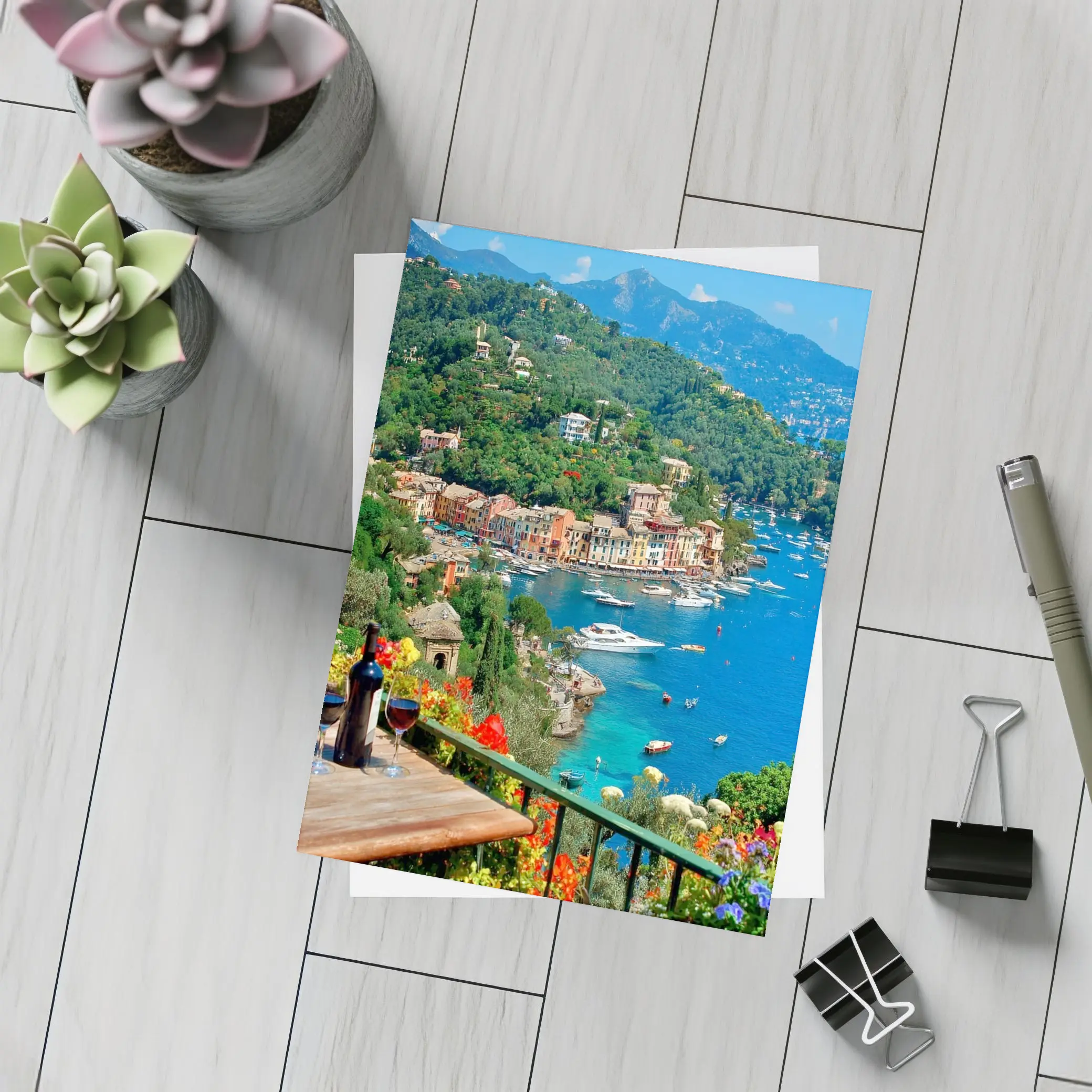 Portofino Italy Harbor Colorful Coastal Village View – Postcards