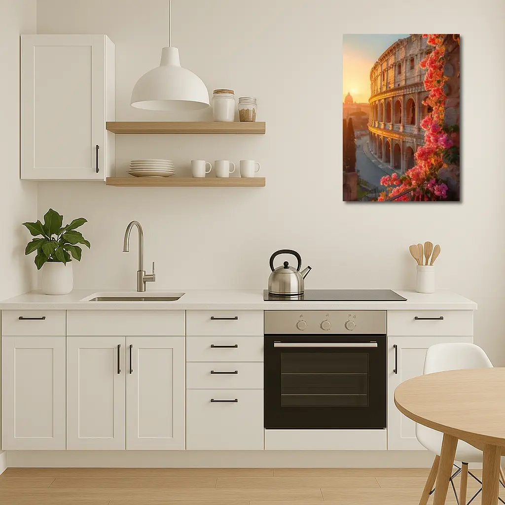 Rome Colosseum Sunset Pink Bougainvillea Flowers – Wall Art