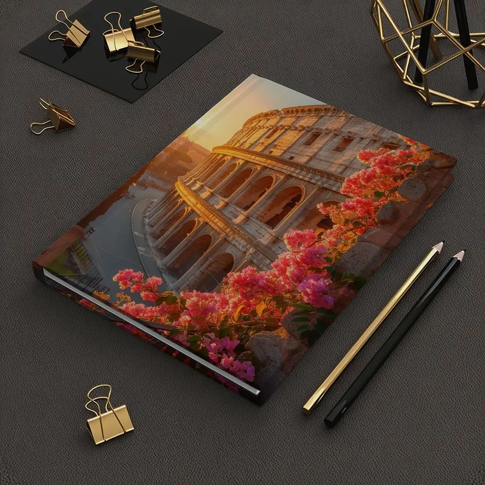 Rome Colosseum Sunset Pink Bougainvillea Flowers – Notebooks