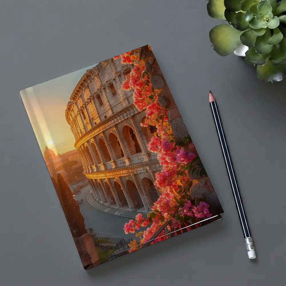 Rome Colosseum Sunset Pink Bougainvillea Flowers – Notebooks