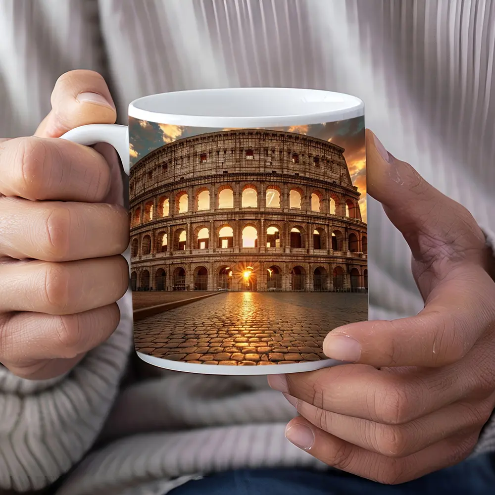 Colosseum Rome Sunset Golden Sky – Mugs