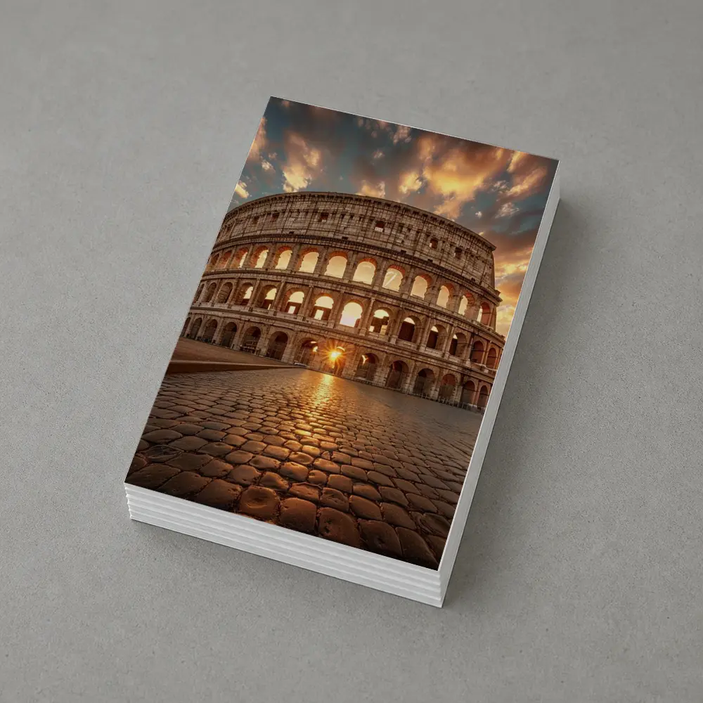 Colosseum Rome Sunset Golden Sky – Postcards