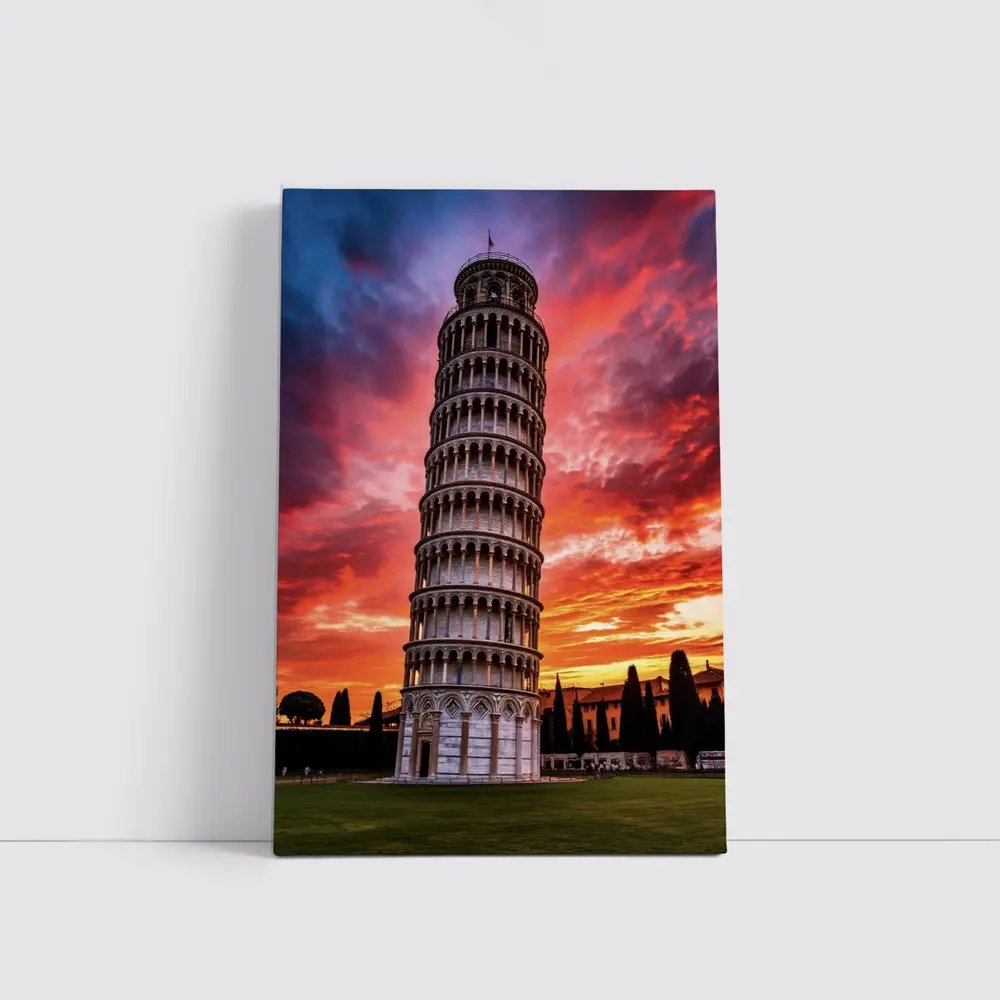 Leaning Tower of Pisa Dramatic Sunset Sky – Wall Art