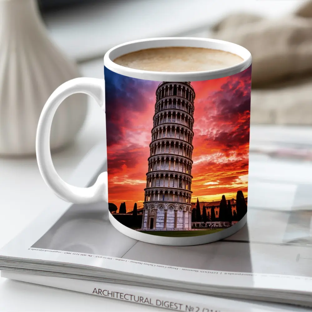 Leaning Tower of Pisa Dramatic Sunset Sky – Mugs
