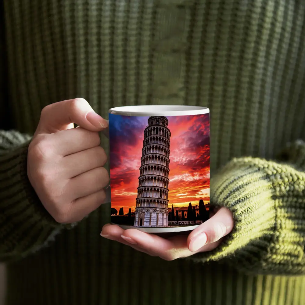 Leaning Tower of Pisa Dramatic Sunset Sky – Mugs