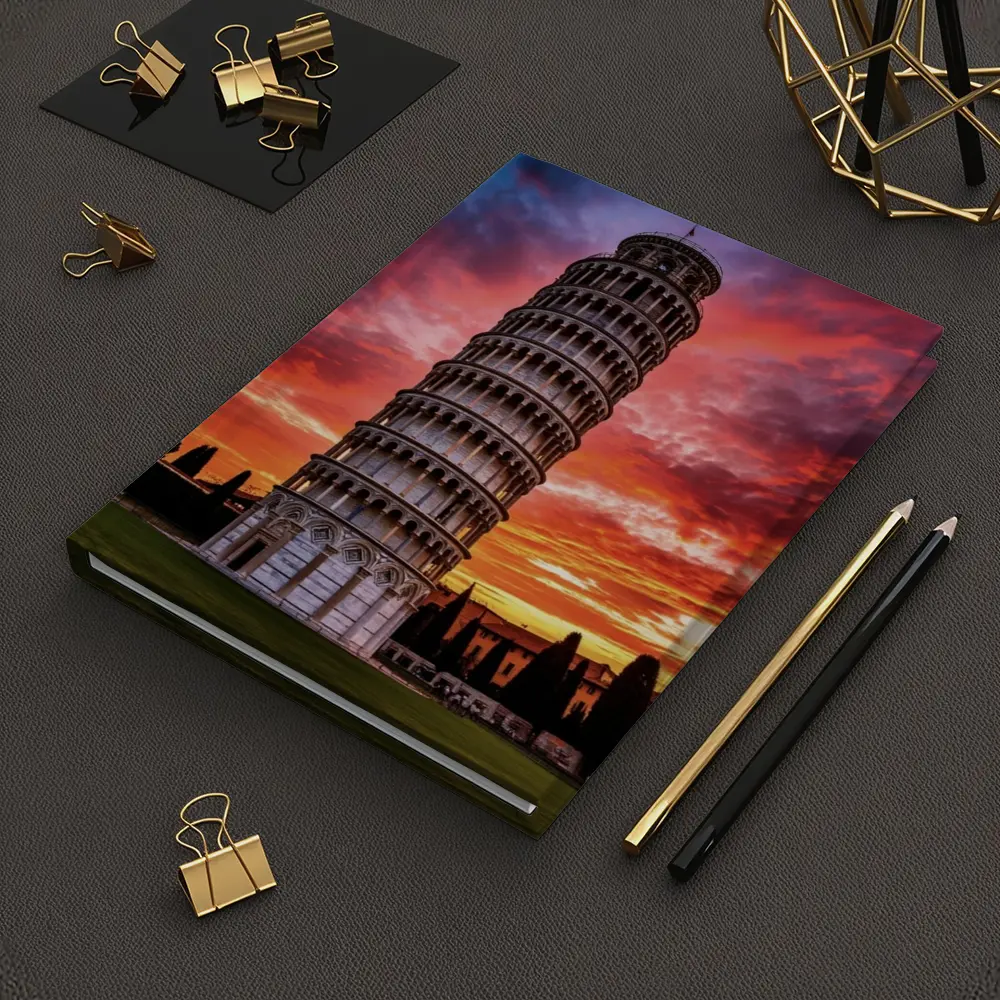Leaning Tower of Pisa Dramatic Sunset Sky – Notebooks