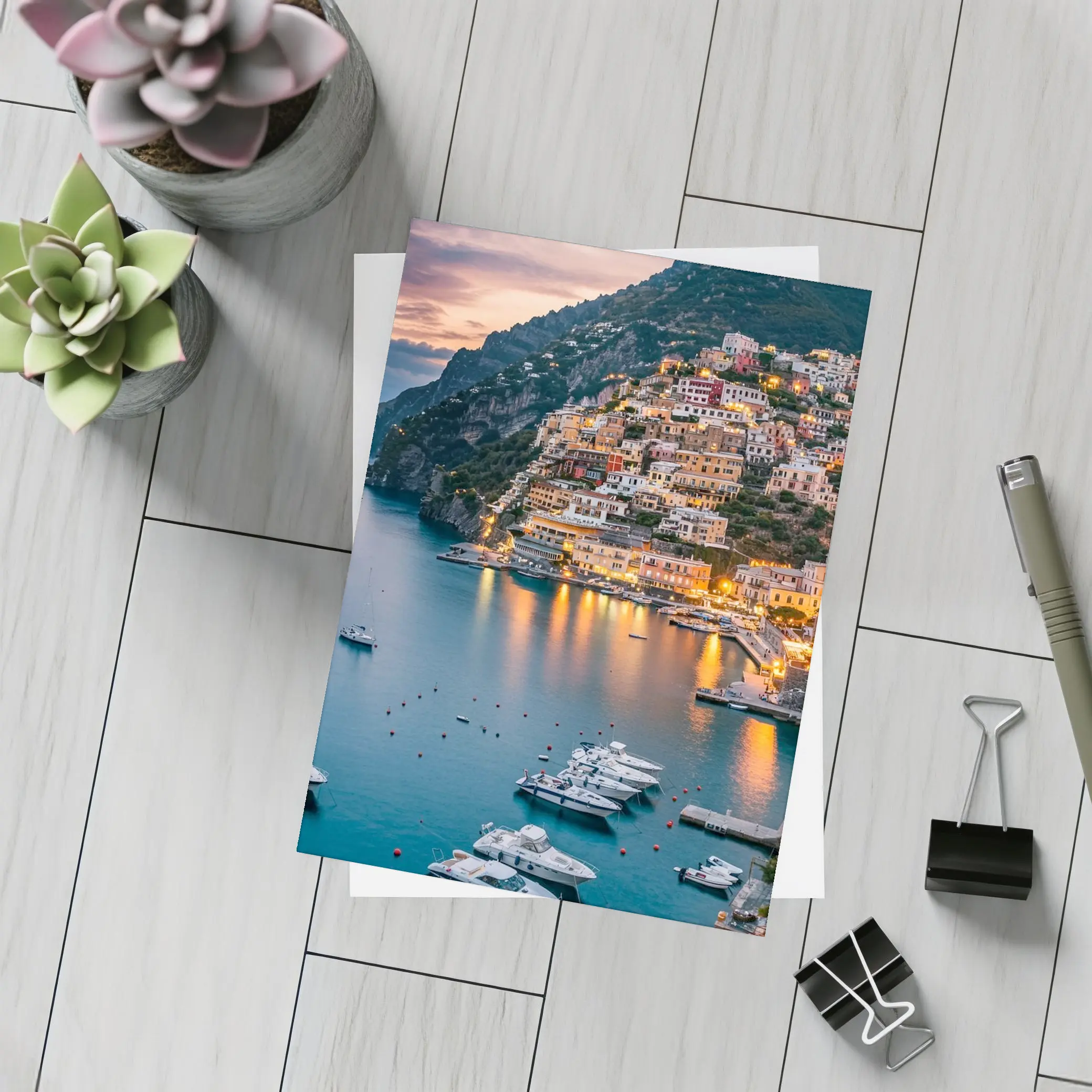 Positano Amalfi Coast Italy Dusk Harbor – Postcards